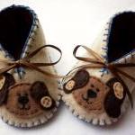 Baby Boy Booties With Cute Puppies. Size Newborn..