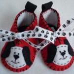 Baby Boy Booties With Cute Puppies. Size Newborn..